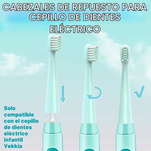 Vista 2 de Cabezales de repuesto para cepillo de dientes eléctrico Vekkia Kids