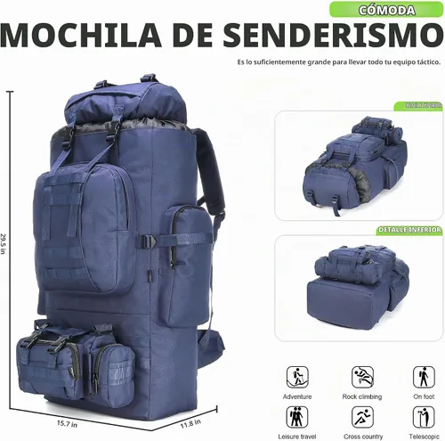 Vista 5 de King'sGuard 100L Camping Senderismo Mochila Molle Mochila Militar Camping Mochila Mochila