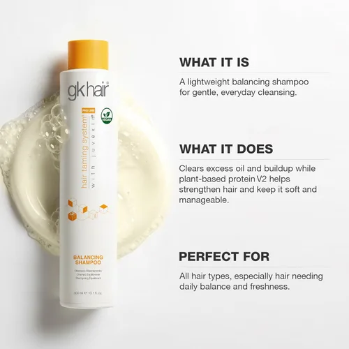 Vista 5 de GK HAIR Champú Equilibrante Limpia y Elimina la Acumulación con Tratamiento de Queratina para Control del Graso, Escamas, Cuero Cabelludo Seco