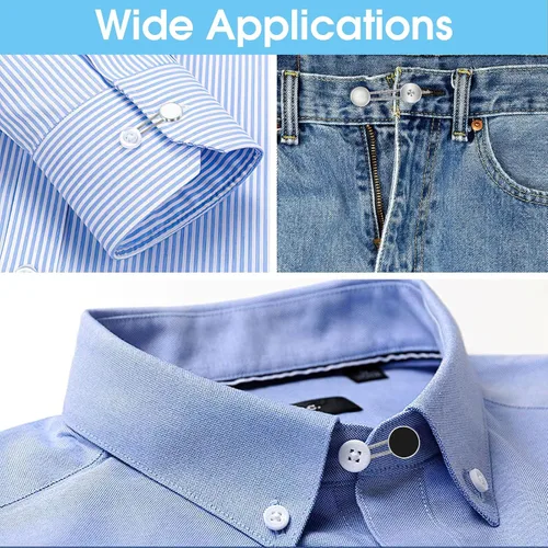 Vista 6 de PEASUG 16 extensores de cuello para camisas de hombre, extensor de botón elástico para camisas de vestir, corbata, extensores de cuello