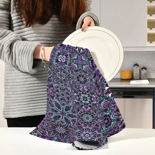 Vista 6 de GAIREG Juego de 4 toallas de cocina retro con mandala morada, 28 x 18 pulgadas, a granel, color morado