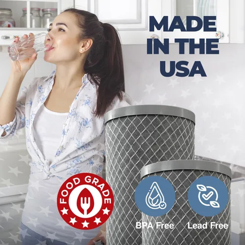 Vista 6 de Fabricado en Estados Unidos, 5 micrones, 2.5 x 10 pulgadas, cartucho de filtro de agua para sedimentos de carbono CTO para toda la casa compatible