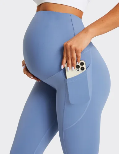 Vista 5 de BONVIGOR Leggings de maternidad sobre el vientre, leggings de embarazo con bolsillos, ropa deportiva para entrenamiento, pantalones de yoga