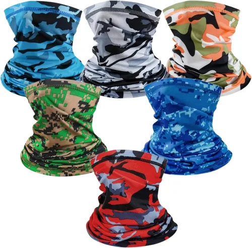 Vista 8 de Paquete de 6 polainas para cuello para hombres y mujeres, transpirables, para exteriores, para senderismo, correr, ciclismo y pesca