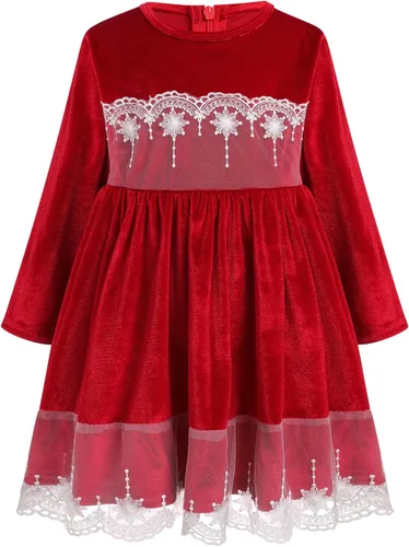 Vista 5 de ODIZLI Vestido de terciopelo para niñas pequeñas, manga larga, volantes, ropa de otoño e invierno