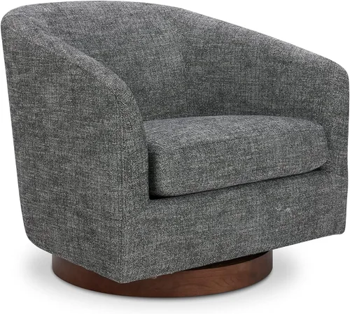 Vista 26 de CHITA Silla Giratoria de Acento, Silla Barrel Tapizada en Terciopelo con Certificación FSC para Sala de Estar, Completamente Ensamblada, Naranja