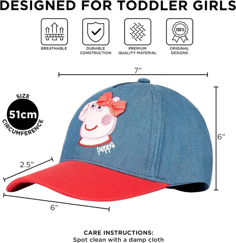 Vista 6 de Hasbro Gorra de béisbol para niñas, Peppa Pig ajustable, para niños de 2 a 4 años