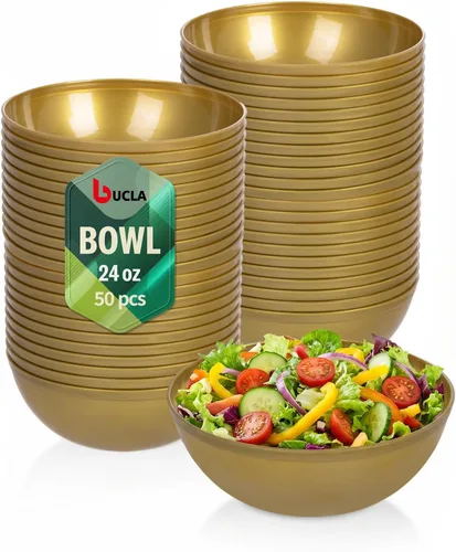 Vista 23 de bUCLA Paquete de 50 Cuencos de Plástico Negro - Cuencos Desechables de Plástico Negro de 10oz para Salsa/Servir - Ideales para Fiestas y Año Nuevo