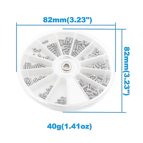 Vista 6 de M2 M2.5 M3 304 - Juego de tornillos de acero inoxidable con punta de copa 12 tamaños, 240 unidades, tornillos de agarre métrico Allen DIN916