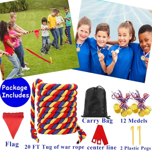 Vista 6 de Cuerda de tira y afloja para niños y adultos, césped al aire libre, reunión familiar, juegos de fiesta de cumpleaños, juegos de picnic al aire
