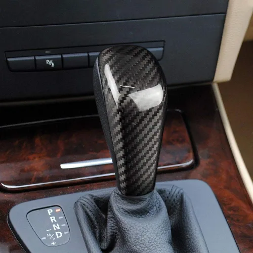 Vista 5 de AIRSPEED Cubierta de fibra de carbono para pomo de palanca de cambios BMW, control central, protector de cabeza de palanca de cambios, accesorios
