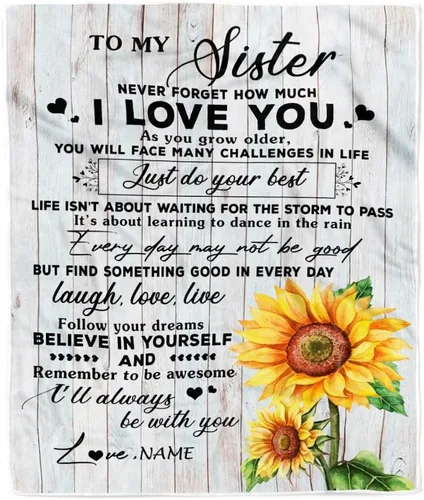 Vista 9 de Manta personalizada con texto en inglés «To My Sister from Brother I Love You Hugs» (texto en inglés) con texto en inglés «To My Sister», «I Love