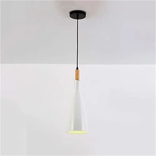 Vista 8 de Modern Wood Pendant Light Metal Shade Hanging Chandelier Adjustable Stylish Ceiling Fixture with E27 Socket for Kitchen Island Dining Room Bedside