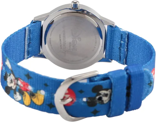 Vista 2 de Disney Mickey Mouse - Reloj analógico de cuarzo para niños, acero inoxidable, Azul Patchwork, NO SIZE, Relojes para niños