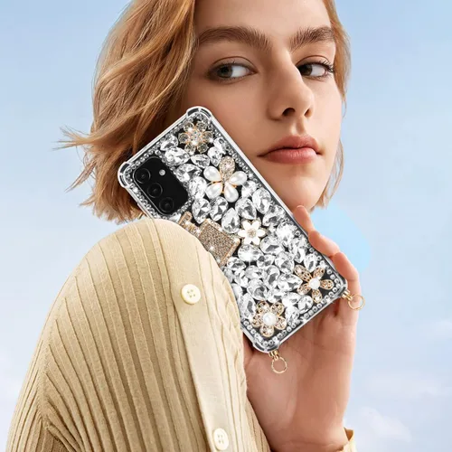 Vista 6 de Samsung Galaxy A13 5G Bling Sparkle Diamond - Funda protectora de silicona con correa