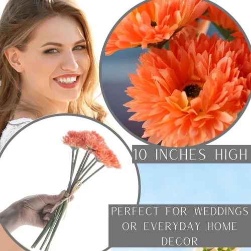 Vista 3 de Factory Direct Craft Flores artificiales de aster de durazno – (3 piezas) las flores de seda se pueden colocar en un recipiente para un arreglo