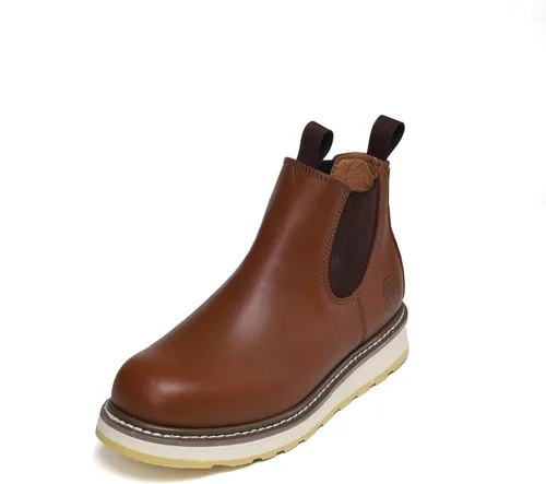 Vista 4 de HANDPOINT Botas de trabajo Chelsea Double Gore Pull-On Soft Toe para hombre - Marrón 84985