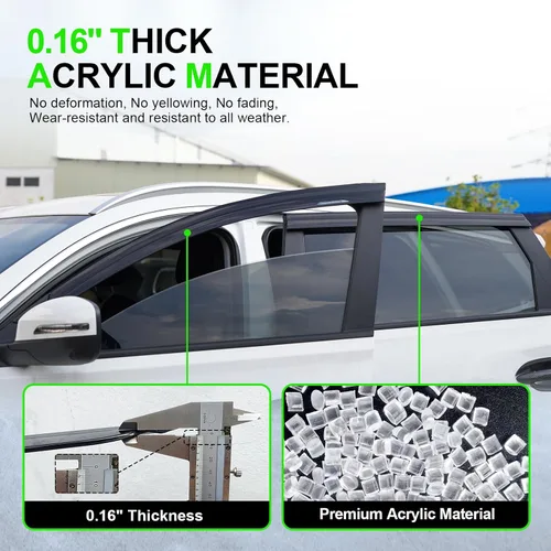 Vista 5 de Deflectores contra viento y lluvia montados en el exterior, viseras para ventanas para Toyota RAV4 2019-2025 de tamaño completo, deflectores