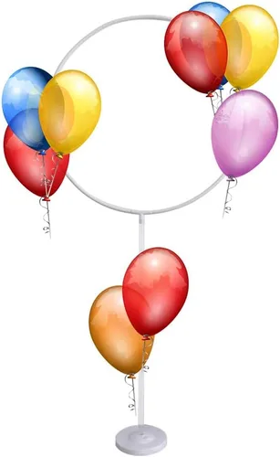Vista 4 de Vctitil Kit de soporte de marco de arco de globo circular de 64 pulgadas de altura, soporte de arco de globo redondo para boda, cumpleaños, baby