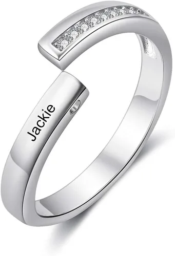 Vista 6 de OPALSTOCK - Juego de anillos de compromiso personalizados para parejas con corazón a juego para él y para ella