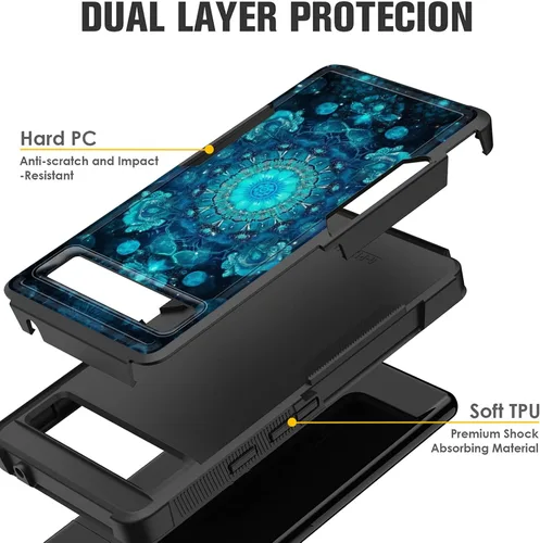 Vista 2 de Funda para Pixel 6A, funda protectora híbrida de doble capa resistente a prueba de golpes de policarbonato duro de silicona suave TPU para Google