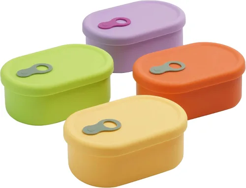 Vista 26 de Recipiente de comida de silicona coreana con ventilación de vapor, manzana verde 4pc