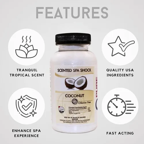 Vista 3 de Coconut Aromatherapy Spa Shock para jacuzzis y spas Tratamiento de choque oxidante sin cloro para jacuzzis Compatible con tabletas de bromo