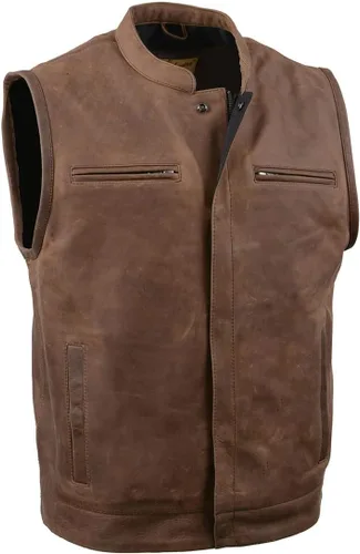 Vista 9 de Milwaukee Leather Men's Club Style Motorcycle Vest -Premium Leather, Dual Closure, CCW Pockets, Patch-Ready Back