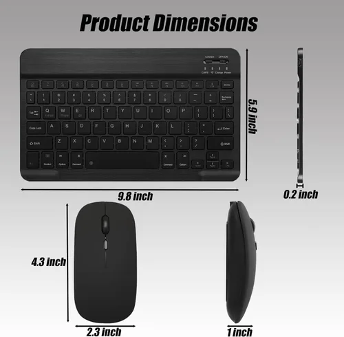 Vista 5 de Funda de teclado para Samsung Galaxy Tab S10 Lite / S10 FE / S9 FE / S9 10.9-11 pulgadas - Ratón y teclado desmontable, funda protectora delgada