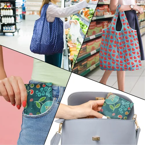 Vista 2 de Bolsa Tote, Paquete de 4 Bolsas de Comestibles Reutilizables de 50 Libras, Regalo Para Mujeres, Bolsas de Compras Plegables a Granel Con Asas