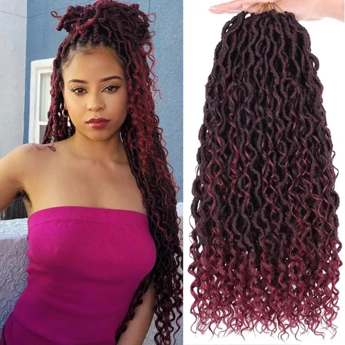 Vista 24 de Goddess Locs - 8 paquetes de cabello de ganchillo Goddess Locs de 10 pulgadas, pelo corto de imitación de ganchillo con rizos pre-enrollados