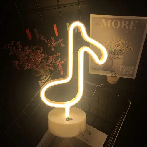 Vista 9 de Cartel de neón LED para interior, luz nocturna con base de soporte, funciona con batería/USB, luz decorativa de neón