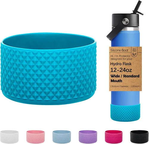 Vista 44 de WK IEASON Base protectora de silicona para botellas Hydro Flask de 12 a 24 onzas de ancho y boca estándar, funda antideslizante para accesorios de 2