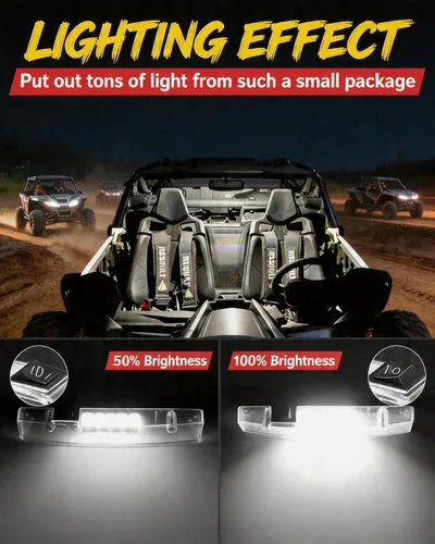 Vista 6 de Luz de techo interior para UTV, ANGU-OFFROAD Luz LED universal para montaje en barra antivuelco para luces de cúpula UTV, luces de jaula de utilidad