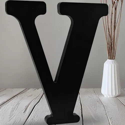 Vista 29 de AOCEAN Letras de madera negra de 12 pulgadas Letras de madera sin terminar para Halloween Letras decorativas de pie Rebanadas Tablero