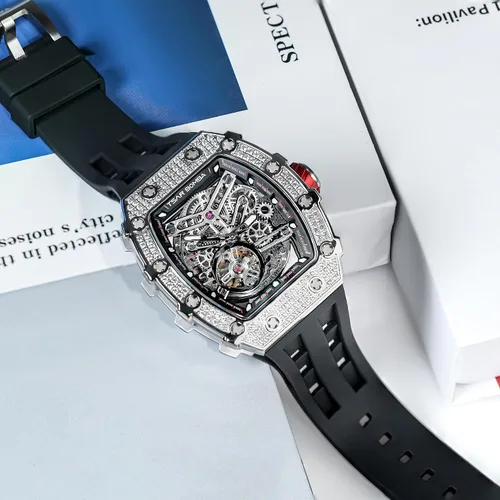 Vista 7 de Tonneau - Reloj automático para hombre, reloj de esqueleto de lujo para hombre, mecánico, resistente al agua, analógico, reloj de pulsera