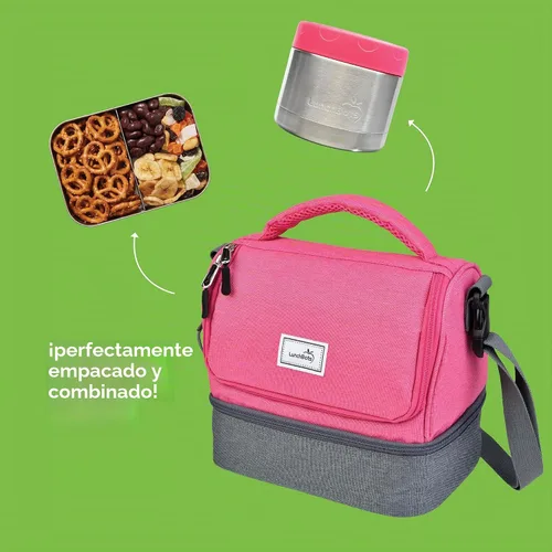 Vista 9 de LunchBots Caja Bento Empacadora de Snacks Pequeña - Contenedor de Snacks Extra Pequeño Dividido de Acero Inoxidable - 2 Compartimentos para Frutas