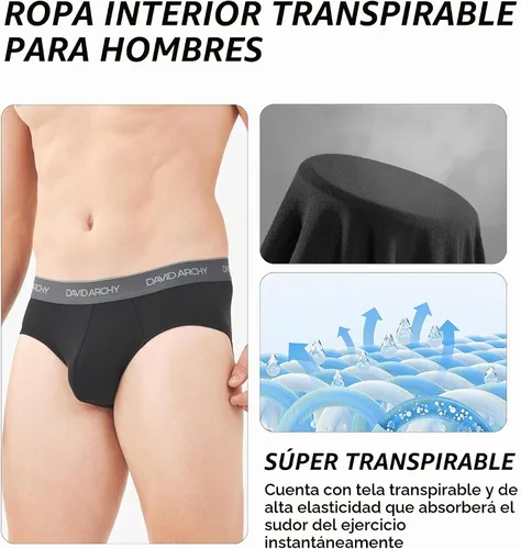 Vista 4 de DAVID ARCHY - Calzoncillos para hombre, de rayón de bambú, con soporte de absorción de humedad, tipo bolsa, suaves, paquetes de 4 o 7