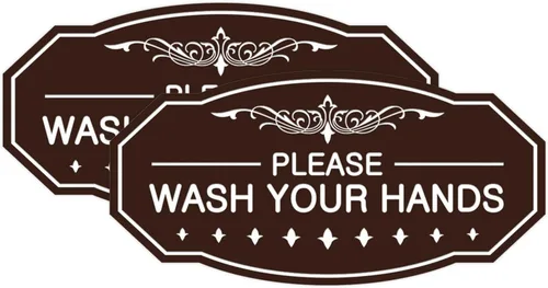 Vista 31 de Signs ByLITA Letrero Victoriano Please Wash Your Hands (Negro) - Pequeño