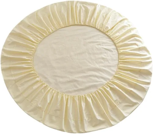 Vista 4 de homozy Cubierta de cama ajustable de cama redonda de color sólido para el hogar del hotel, beige