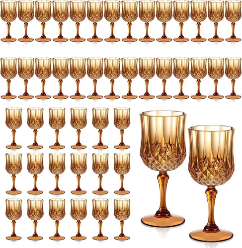 Vista 27 de XUWAIDSGN 16 Piezas Copas de Vino Vintage de Plástico de 7oz Vasos para Beber Irrompibles Cristalería para Bodas Copas de Agua de Cristal