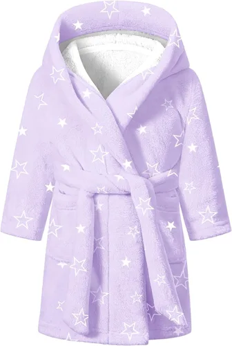 Vista 18 de Batas con Capucha de Forro Polar para Niñas, Bata de Baño Suave Premium Mullida para Niños para Regalos, 2-12 Años Lavanda