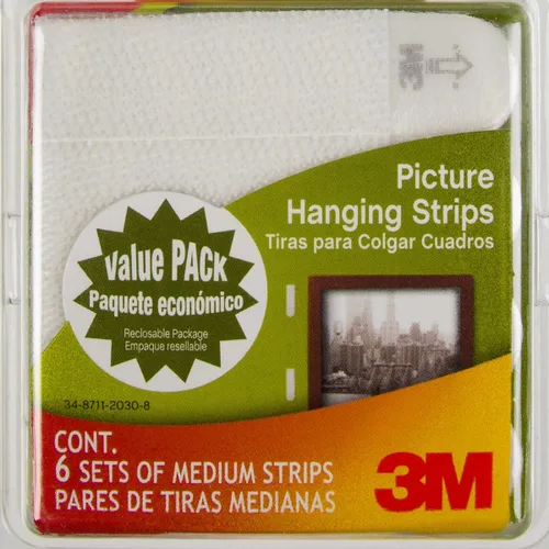 Vista 2 de Command 3M - Juego de 12 tiras para colgar cuadros y marcos, tamaño mediano, color blanco, sin daños