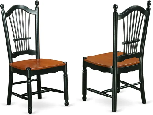 Vista 3 de East West Furniture ANDO3-BCH-W Juego de mesa de comedor de 3 piezas contiene una mesa redonda de madera con pedestal y 2 sillas de comedor