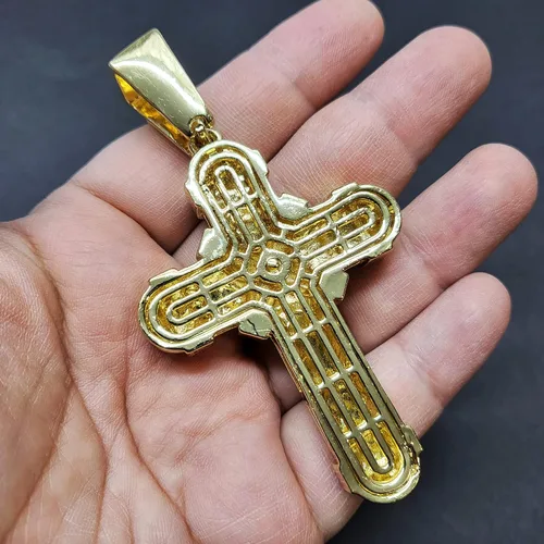 Vista 7 de Hip Hop Jewelry - Colgante de cruz grande chapado en oro y cadena de eslabones cubanos Miami de 0.394in, 18 pulgadas, 20 pulgadas, 24 pulgadas, 30