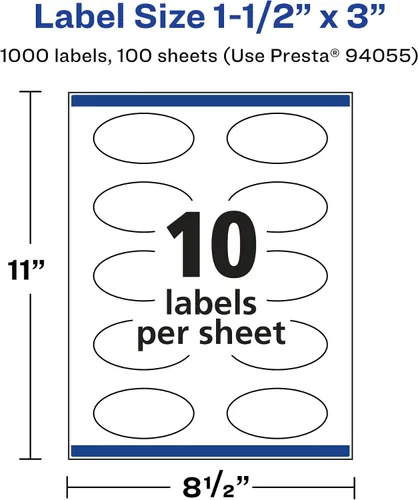 Vista 5 de Avery Etiquetas ovaladas transparentes brillantes, tecnología Sure Feed, 1.5 "x 3", 1,000 etiquetas transparentes brillantes, impresión hasta