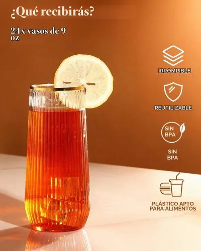 Vista 6 de Paquete de 48 vasos desechables de plástico ondulados estilo origami - 24 copas de champán sin tallo de 9 onzas y 24 vasos de 12 onzas, sin BPA