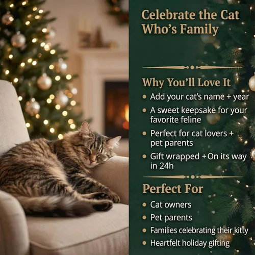 Vista 8 de Adorno personalizado de gato calicó 2026 Adornos de Navidad para mascotas grabados con láser las 24 horas Regalo de recuerdo de corazón