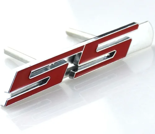 Vista 3 de Aimoll 1 placa de repuesto 3D para rejilla SS Emblema para Camaro Chevrolet serie GM frontal (rojo cromado)