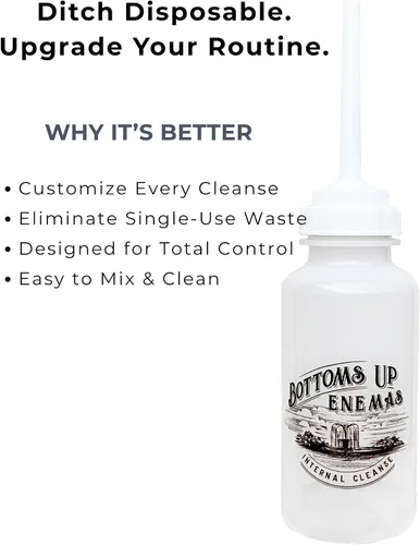 Vista 7 de BUE - Botella de enema reutilizable, 10 onzas, sin BPA. Bottoms Up Enemas